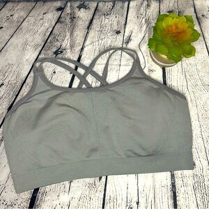 SOMA Seamless Strappy Back Sport Bra Gray XL